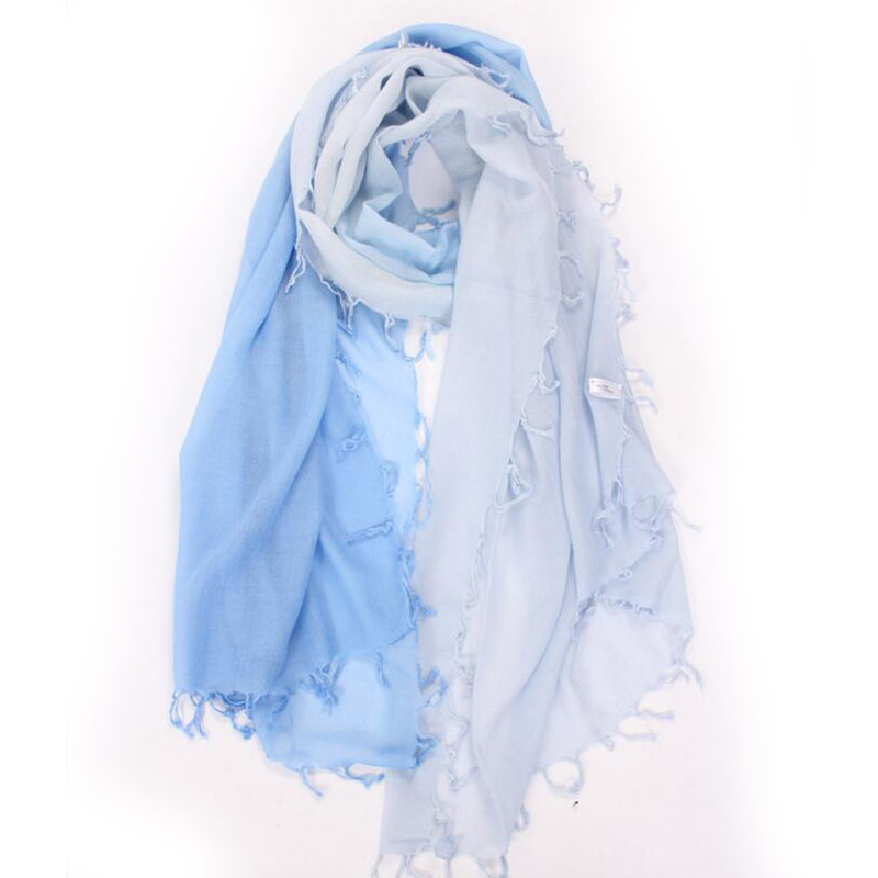 Pure Cashmere Scarves Blue Gradient Women Winter Scarf